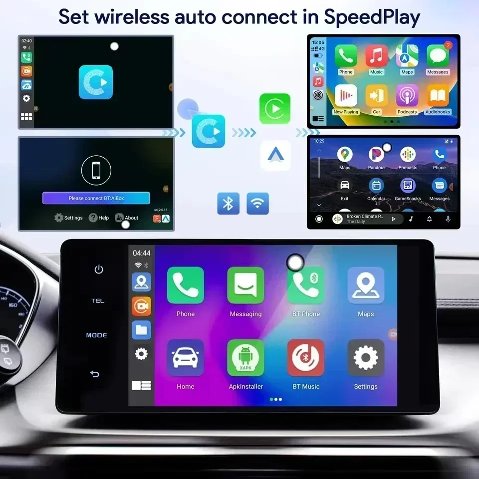 2025 New Carply Ai Box Android13 وAndroid Auto 3In1 صندوق ذكي للوسائط المتعددة مدمج Netflix YouTube Google App Store التوصيل والتشغيل