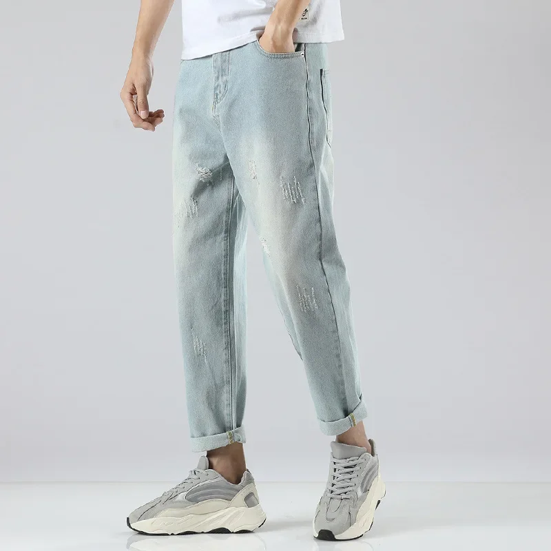 

Simple Jeans Men's Youth Pure Cotton Jeans Loose and Comfortable Wide Tube Pants Men's Denim Jean