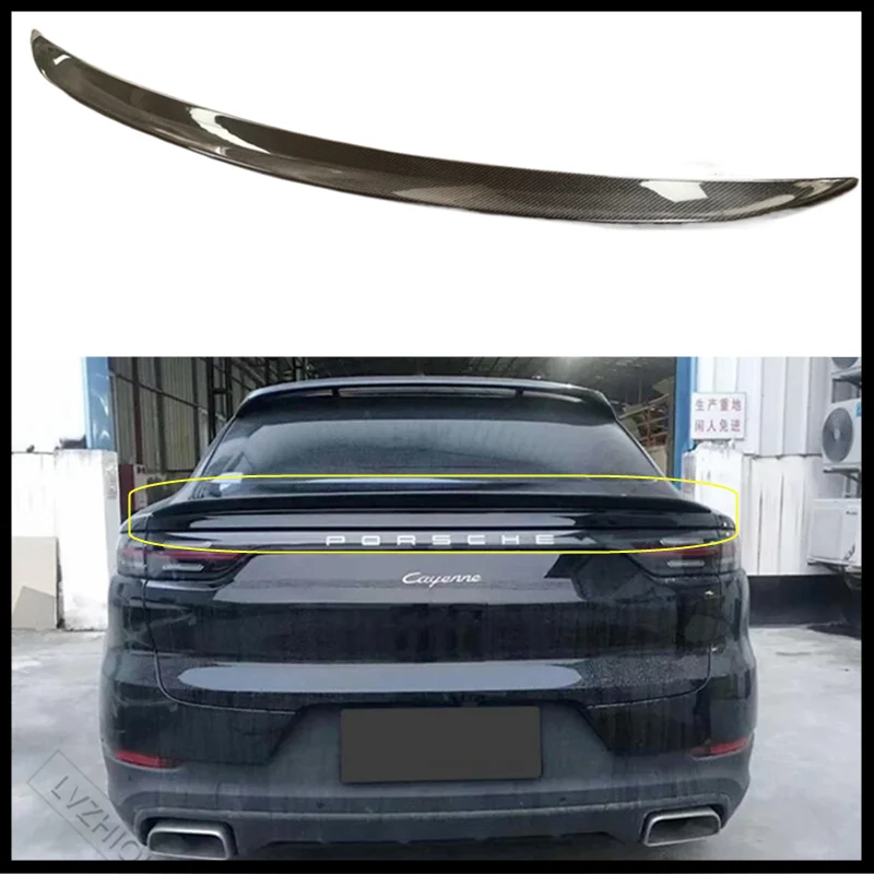 Real Carbon Fiber Spoiler For Porsche Cayenne Coupe 2019 2020 2021 2022 2023 High Quality Rear Wing Trunk Lip Splitter