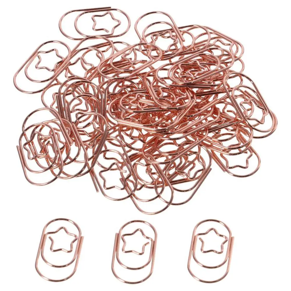 

50/100PCS Home Rose Gold Star Shaped Paper Clips Metal Rose Gold Bookmark Delicate Mini Binder Paper Clips School Office Supply