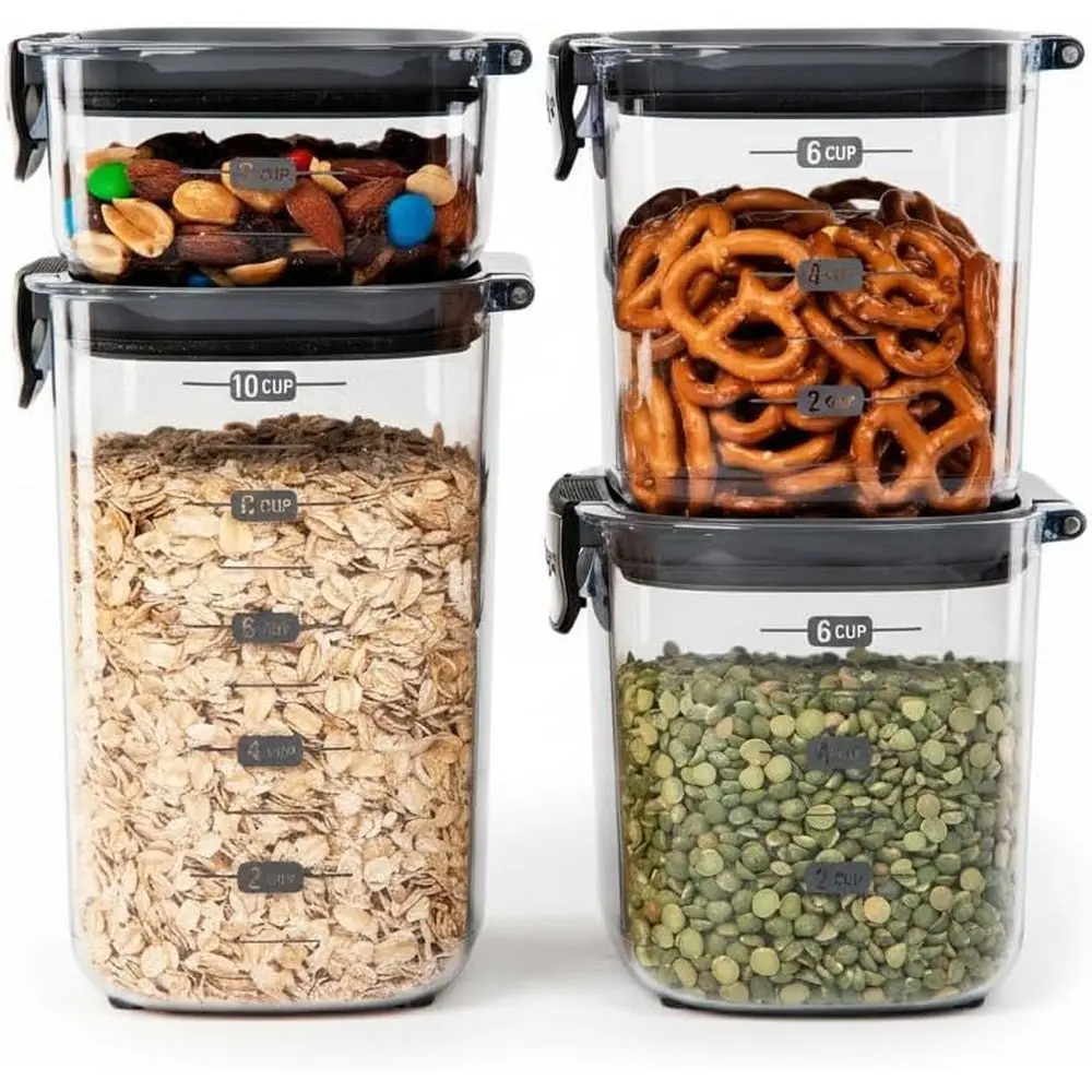 

Набор из 4 прозрачных пластиковых герметичных контейнеров для хранения продуктов/закусок для организации кухни