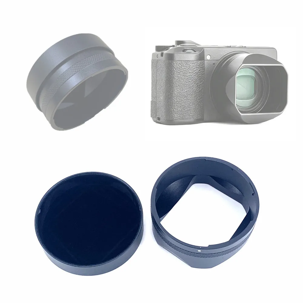GR3x GR4 Black Metal Lens Cap + Square Lens Hood Cover Protector for Ricoh GR IV GR 4 GR IIIx Camera Accessories Anti-Glare