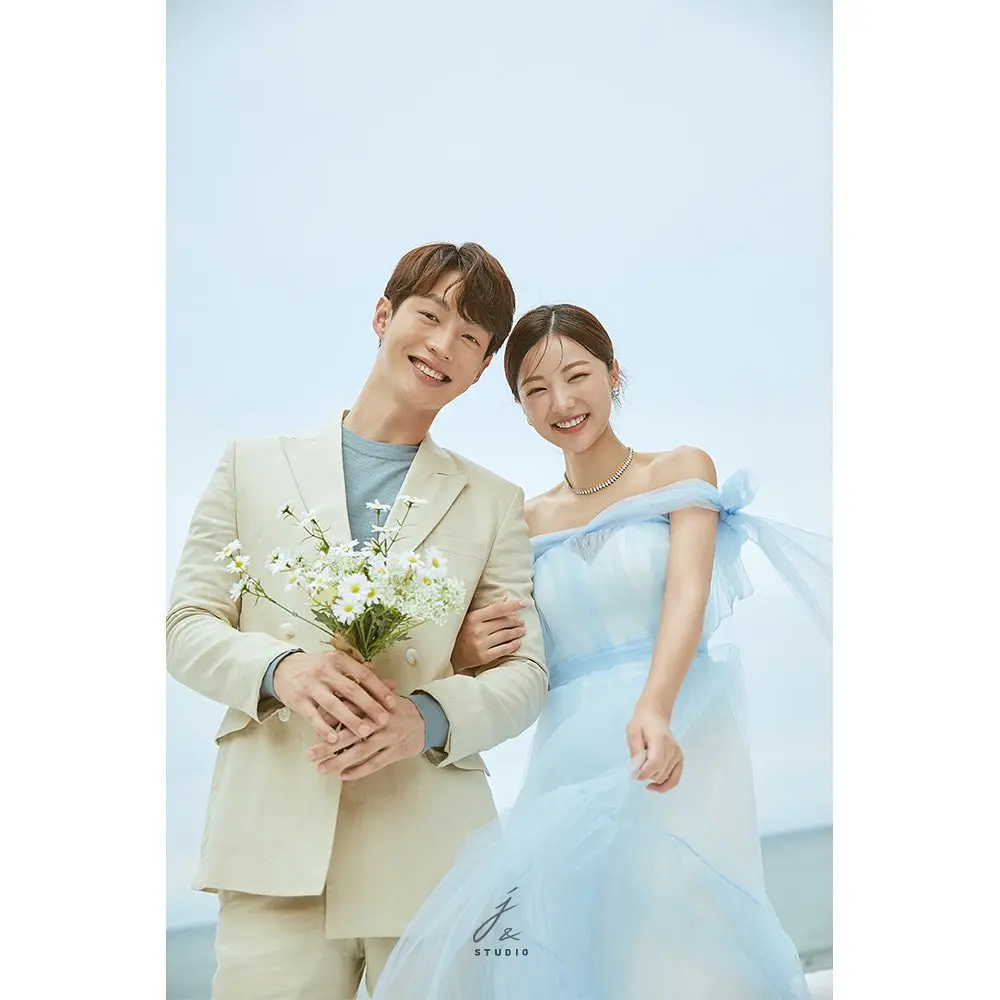 MD Elegant New Off Shoulder Blue Wedding Party Dress Tulle 2025 Korea Photoshoot Floor Length Evening Gown Customised 웨딩드레스