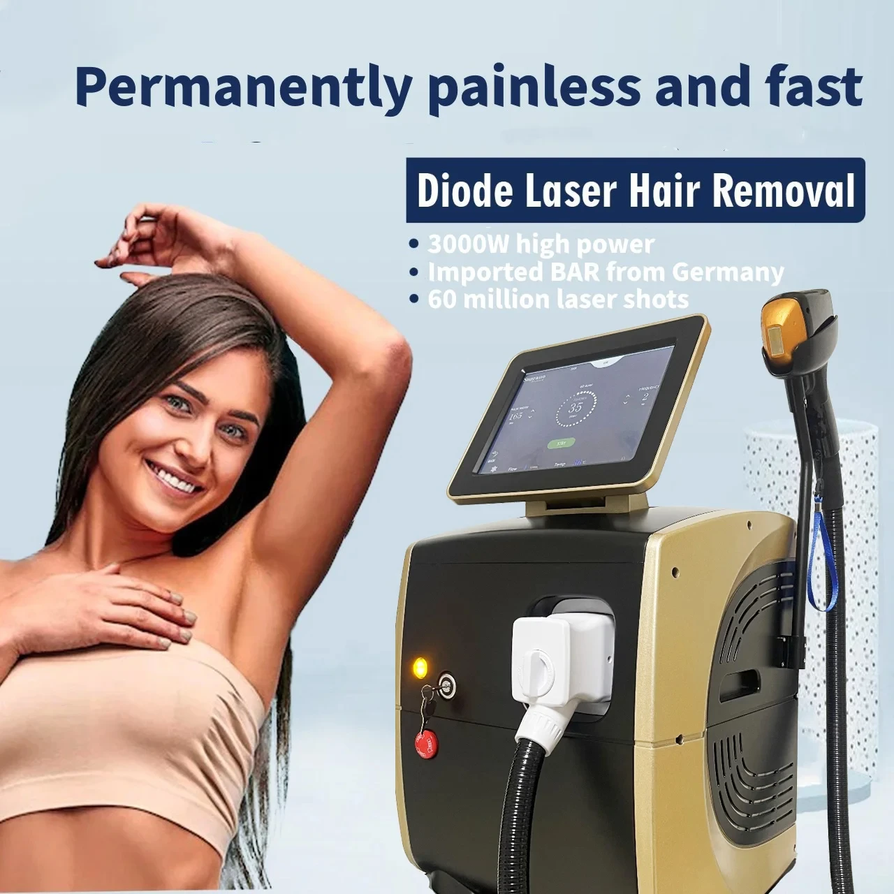 

Triple Wavelength 808 Nm Skin Rejuvenation Ice Platinum Depilacion 3 Waves 755 1064 808nm Diode Laser Hair Removal Machine