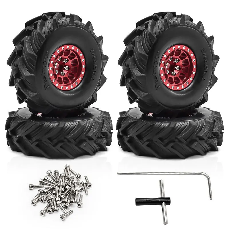 Opony i felgi Beadlock 1.0 cala do modeli RC 1/18 TRX4M, 1/24 SCX24 RC Crawler, opony Beadlock 1.0 z felgami z aluminium.