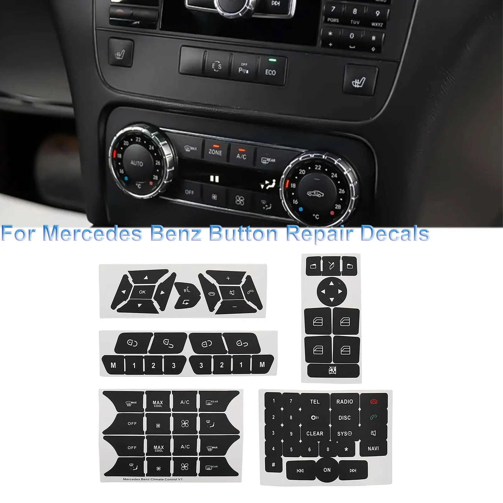 

Car Button Repair Decals For Mercedes For Benz C-Class W204 E-Class A-Clas B-Class Steering Wheel AC Button Repair Stickers