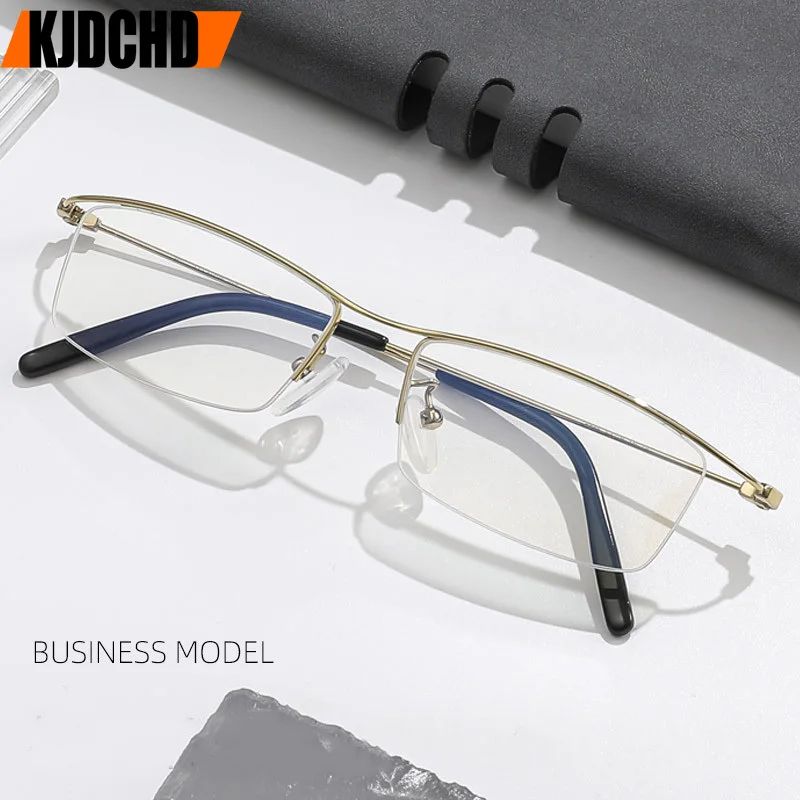 

KJDCHD Gold Wire Frame Glasses ultra light pure titanium half glasses frame for optical lenses myopia 6688 oculos de grau
