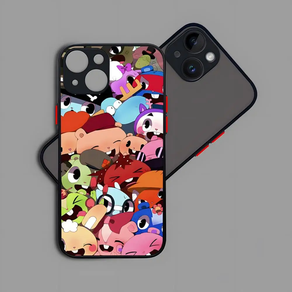 Happy Tree Friends Handyhülle matt transparent für 16 15 IPhone 12 11 13 Pro Max X XR XS 8 SE Mini Plus Luxus-Abdeckung