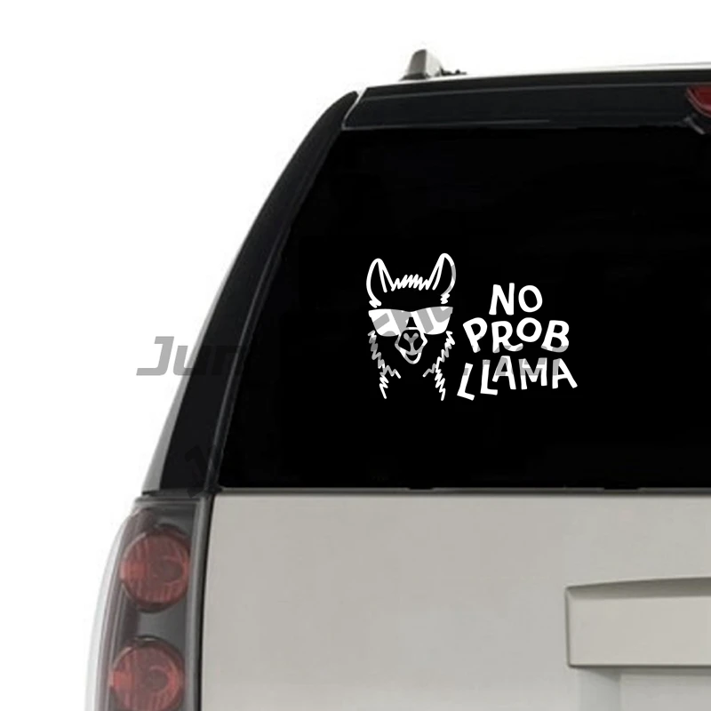 

No Prob Llama in Sunglasses Vinyl Sticker Car Window Decor , Funny Silhouette Laptop Decals