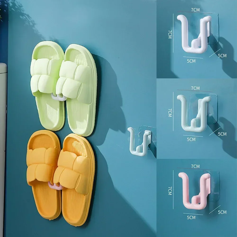 Bathroom Slipper Shelf Non-Punched Bathroom Simple Slippers Hook Wall Mounted Bedroom Neat Shoe Rack Bathroom Hanging