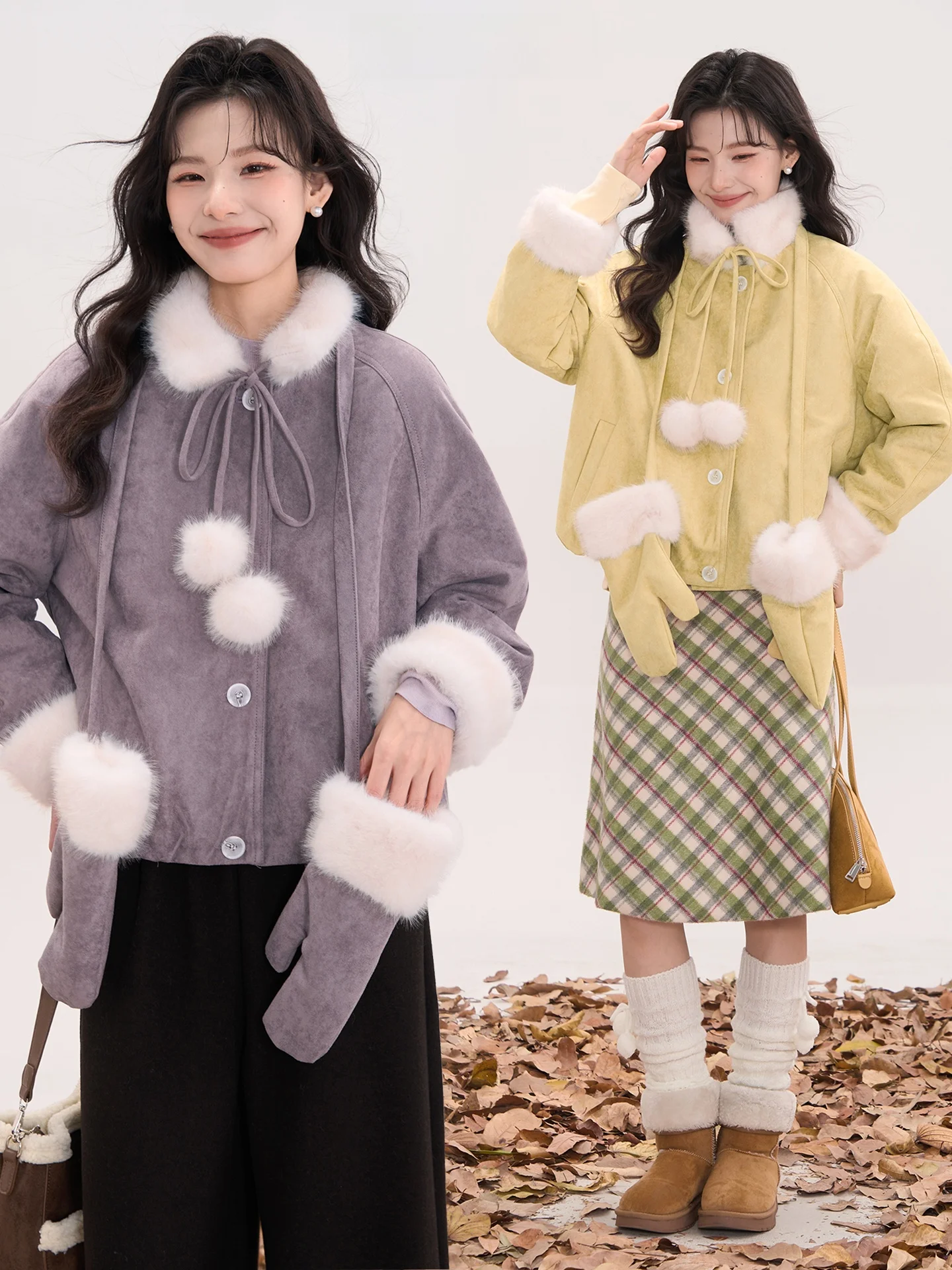 

Пушистое пальто с завязками и замшевой подкладкой для молодых женщин: элегантное, повседневное, с длинными рукавами