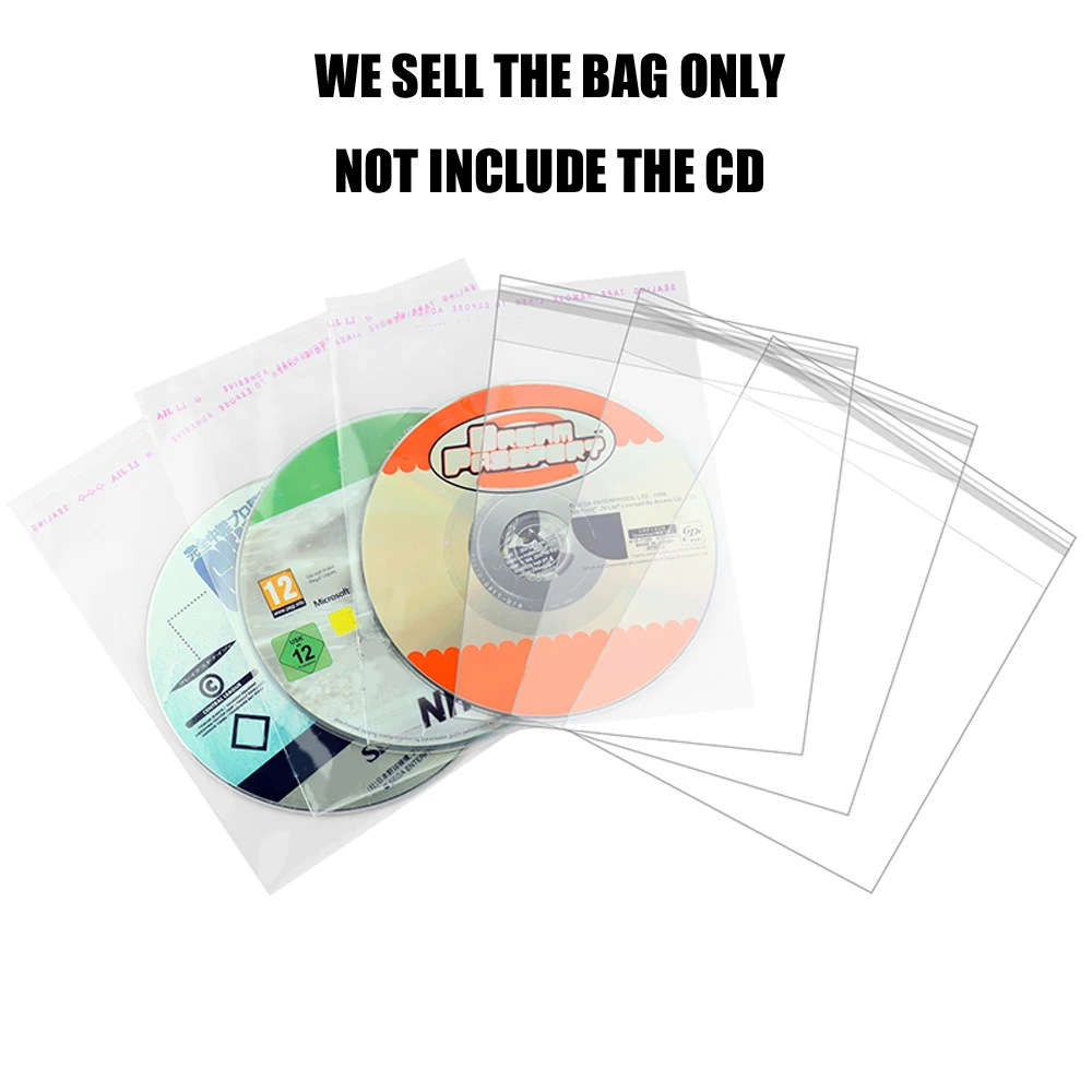 100PCS a lot OPP Dust proof protective bag for sony for sega game CD self-adhesive protective bag dust cover