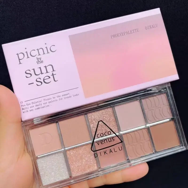 Paleta de sombras com glitter fosco prensado, 10 cores, lantejoulas, pérola, à prova d'água, sombras de olhos de longa duração, cosméticos coreanos, maquiagem