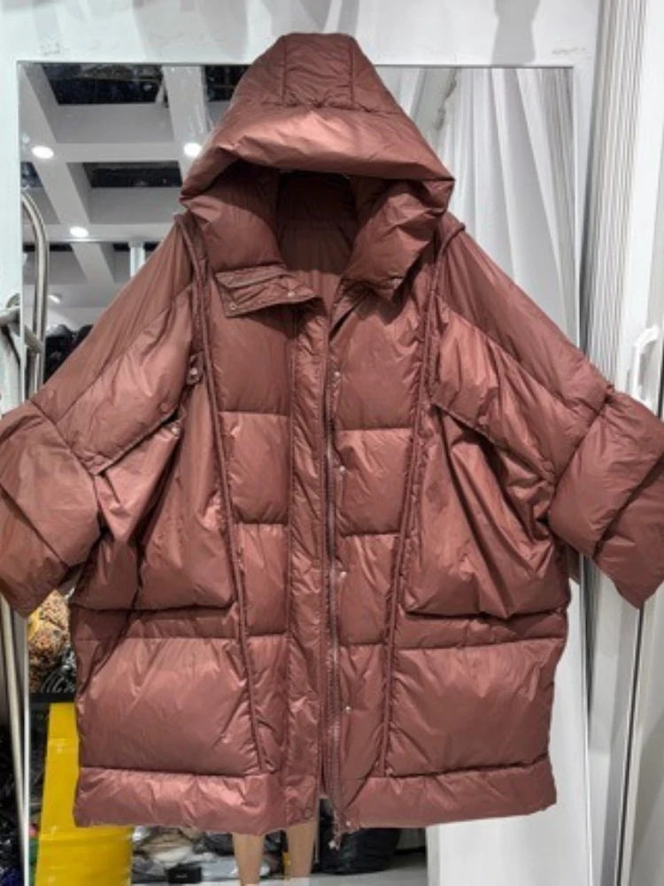 Down Coat 2026 New Women Plus Size Long Length Warm Hooded Loose Extra Large Thick Fluffy Cozy Elegant Stylish Outerwear
