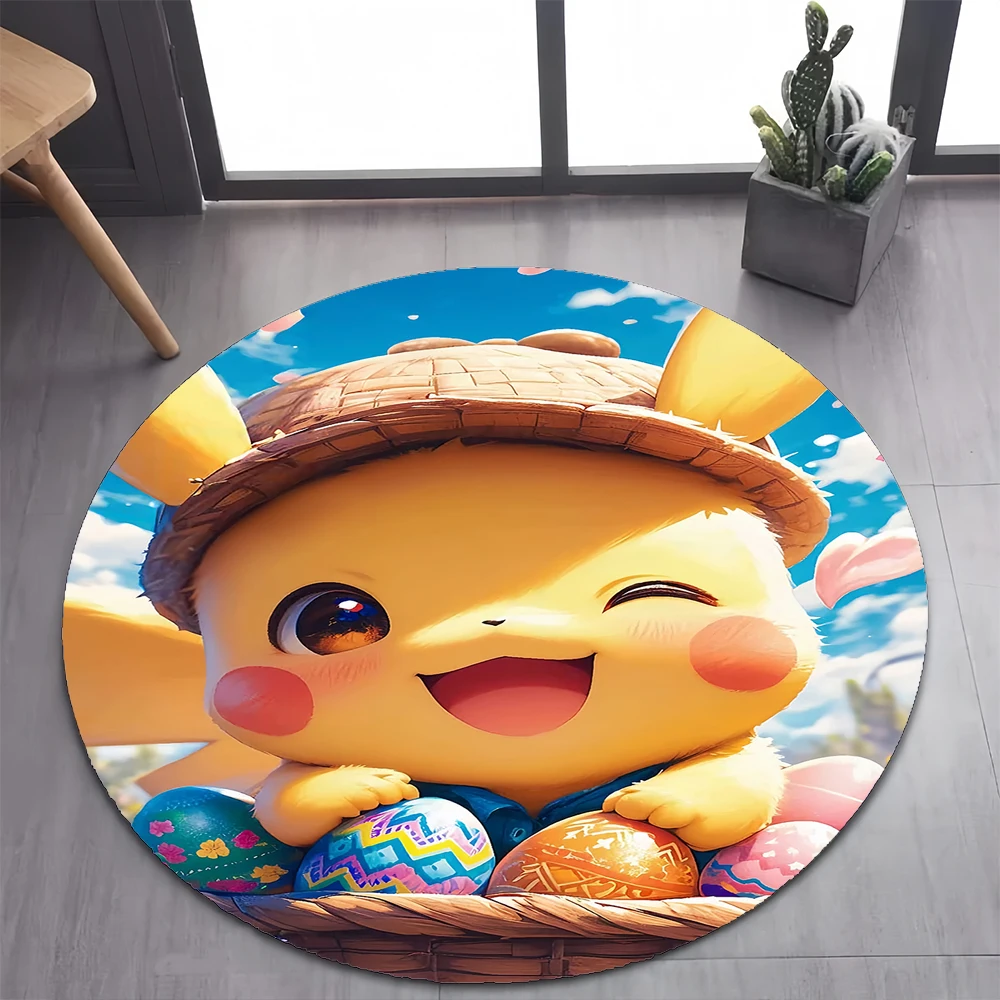 26 Style Pikachu Pokemon Monster Cute Cartoon Game Round Carpet Rug for Bedroom Living Room Decoration,pet Decor Floor Mat