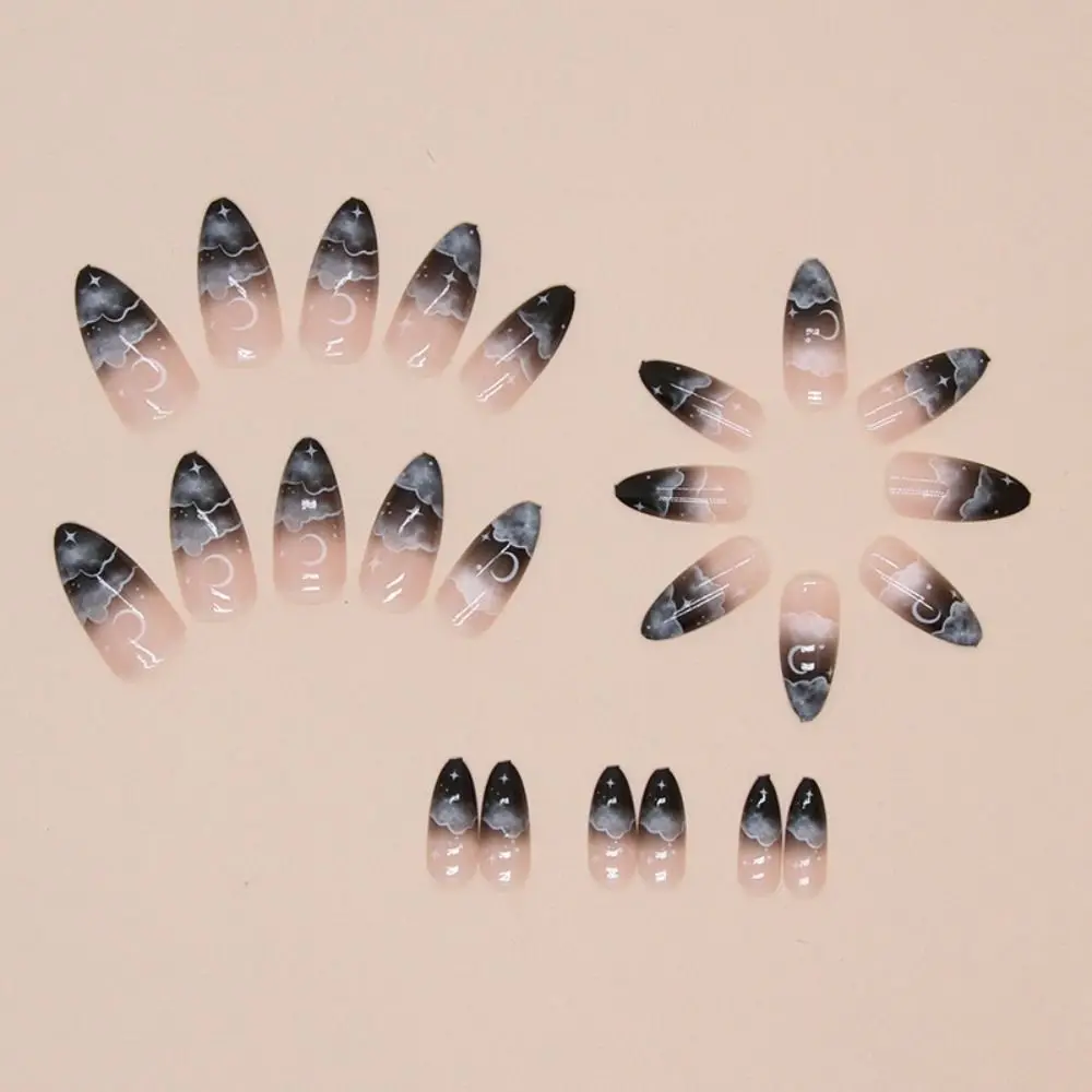 24 قطعة مانيكير طويل اللوز الأظافر كاذبة خنجر الزهور قوس قزح اضغط على الأظافر ستار القط مخالب راقصة الباليه وهمية Nials بها بنفسك