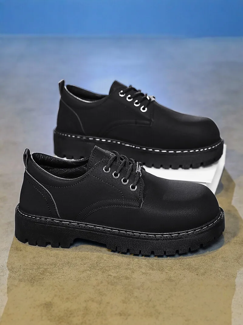 Men's 2026 New Autumn Fashionable All-Match Thick-Heeled  Shoes High Sensation Casual Leather Shoes Comfortable Breathable