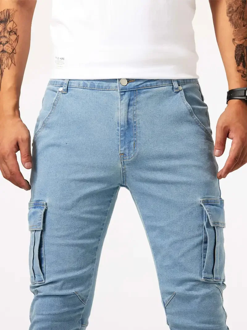 Men's Spring Casual Slim Fit Stretch Denim Trousers 2025 Fashion Jeans Comfortable Washed Full-Length Classic Autumn Male