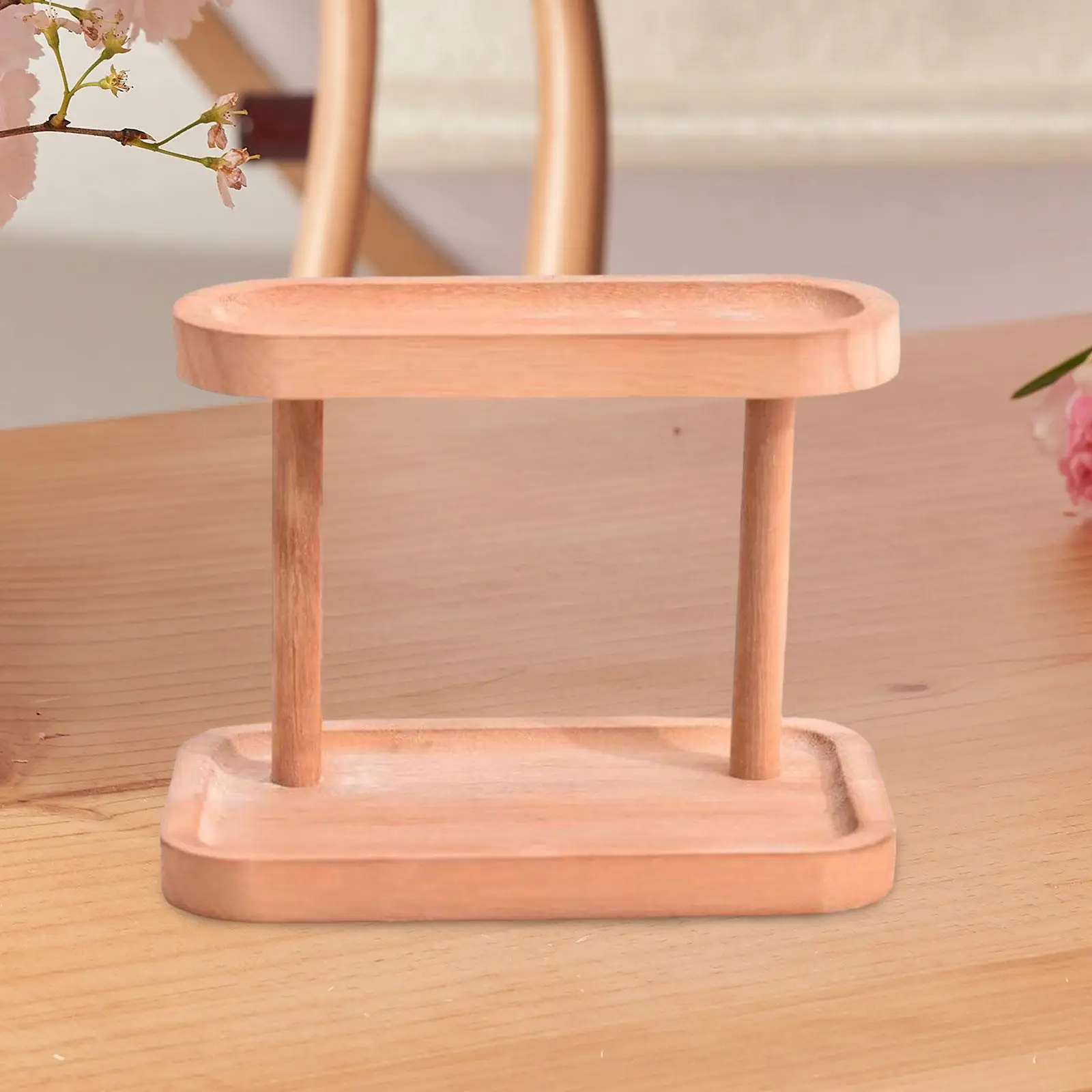 

Подставка для ювелирных изделий Серьги Дисплей для ювелирных изделий Двухслойный деревянный настольный ключ