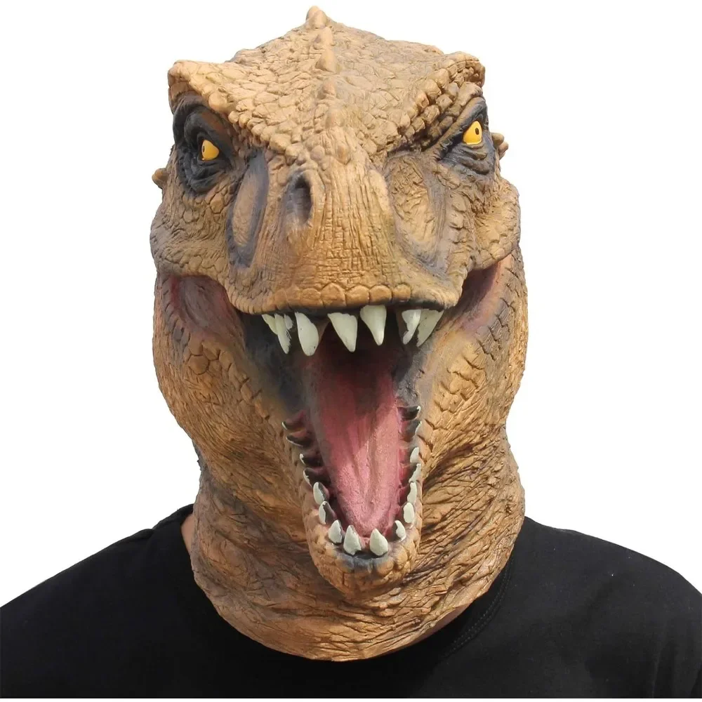 Jurassic World Raptor Dinosaur Mask Halloween Costume Dinosaur Mask Scary Latex Animals Head Decoration for Cosplay and Party