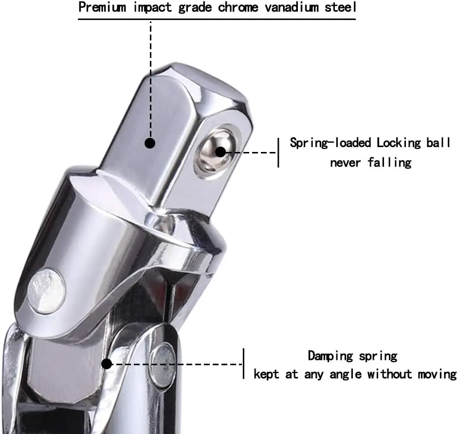 3 قطع مجموعة مقابس مشتركة عالمية، 1/4 بوصة، 3/8 بوصة، محرك 1/2 بوصة، فولاذ الفاناديوم الكروم #3