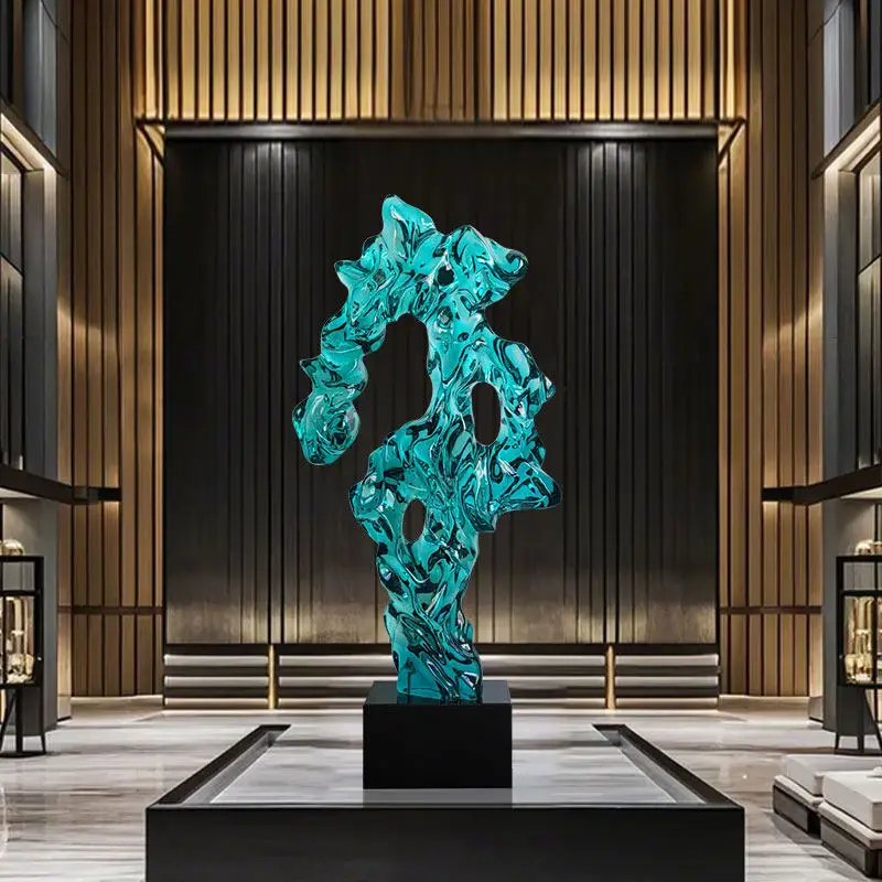 Abstract Taihu Stone Ornament Model Room Entrance Hotel Lobby Sales Office Transparent Resin Floor Sculpture Crafts