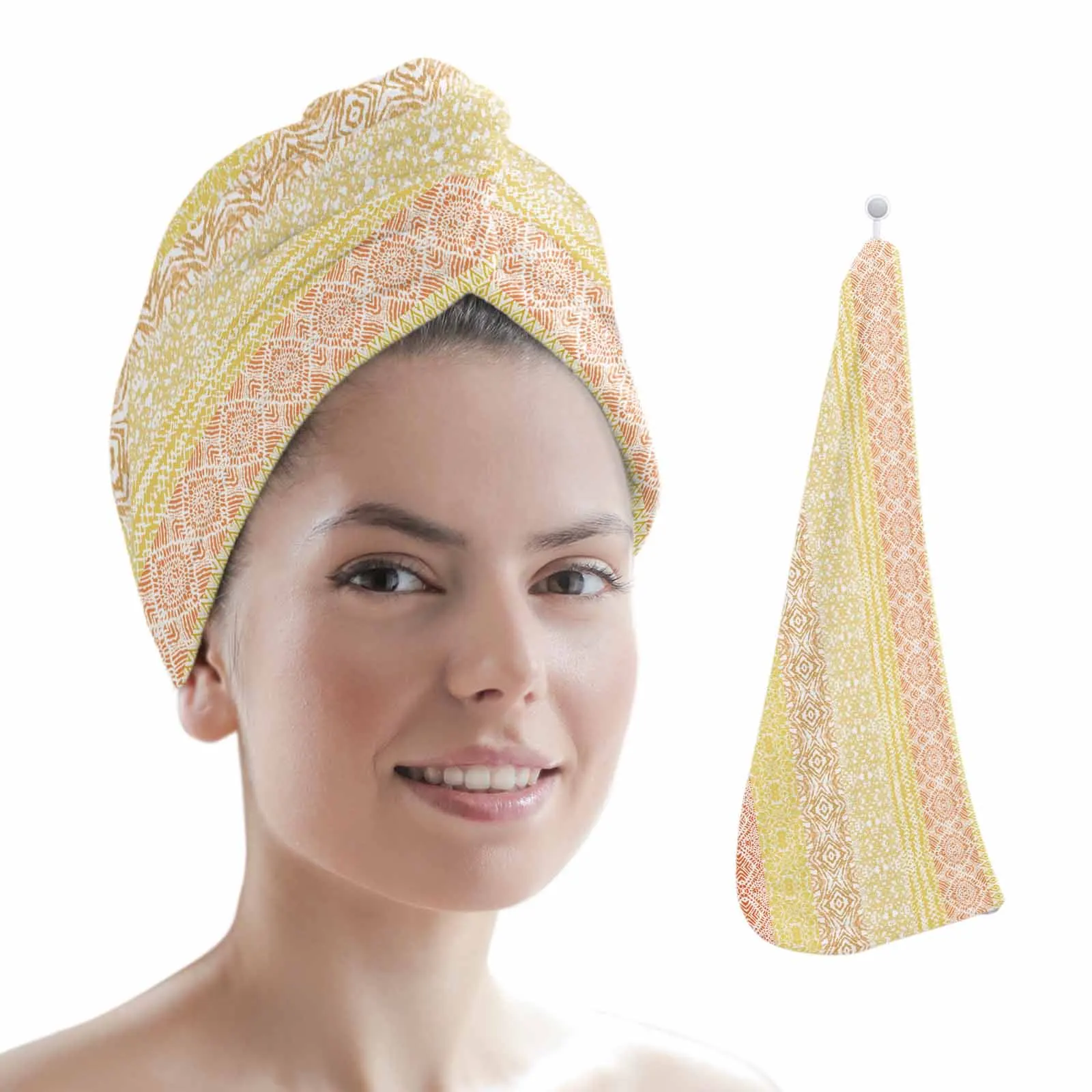 Bohemian Style Ethnic Style Wax Printing Quick-dry Hair Towel Cap Girl's Hair Drying Hat Bath Hat Microfiber Towel Hair Dry Cap