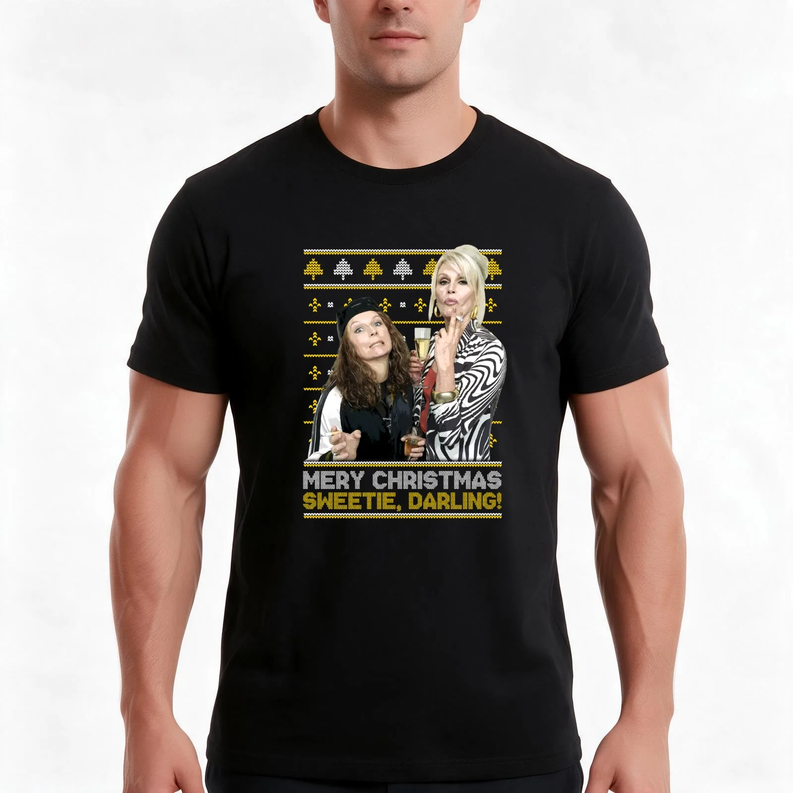 Absolutely Fabulous Christmas Jumper T-Shirt, Summer Casual Cotton Tee, Oversized Streetwear Tops, Vintage Graphic Print