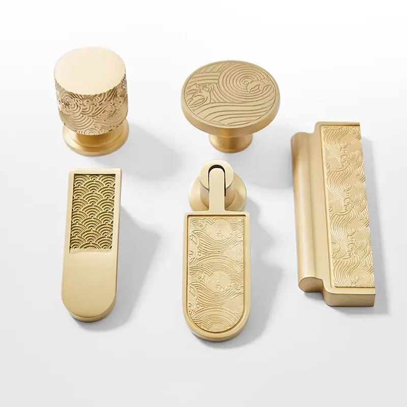 Solid Brass New Chinese Style Furniture Handles Hardware Classic Cabinet Drawer Pulls Handle Light Luxury Cupboard Door Knobs