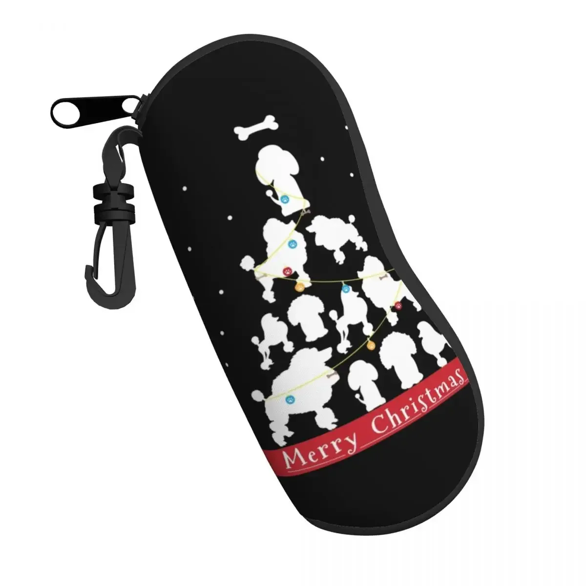 Poodle Christmas Tree Gift Sunglasses Soft Case Neoprene Zipper Pudel Caniche Shell Eyeglass Case Protective Box For Glasses