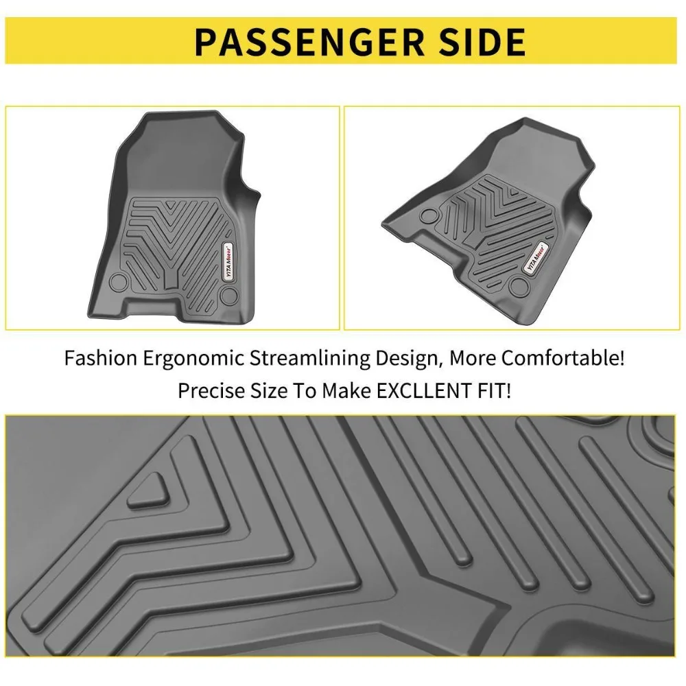 3D Floor Mats for 2019- 2024 Dodge Ram 1500 Crew Cab All Weather TPE Car Liners view 3