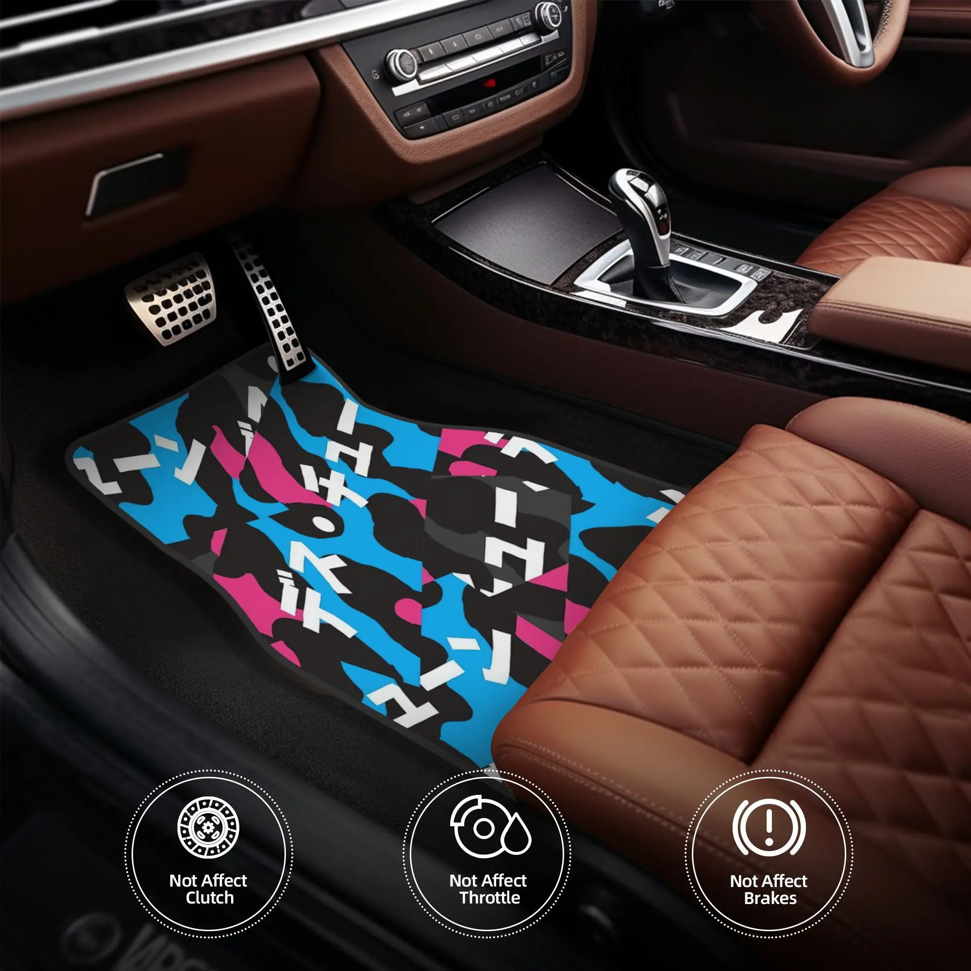 Set Of 4 Deathtune Japanese Leopard Floor Mats For Cars, Made From Sturdy Polyester Fiber, Perfect For Vehicles, Great Gift Idea