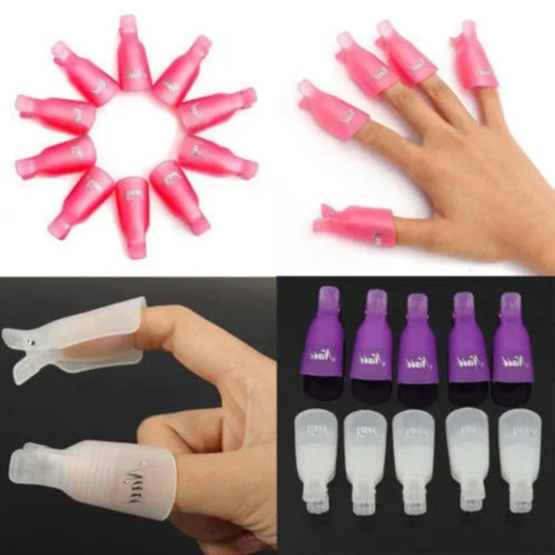 10/20pcs Plastic Nail Art Soak Off Cap Clips UV Gel Polish Remover Wrap Tool Fluid for Removal of Varnish Manicure Tools