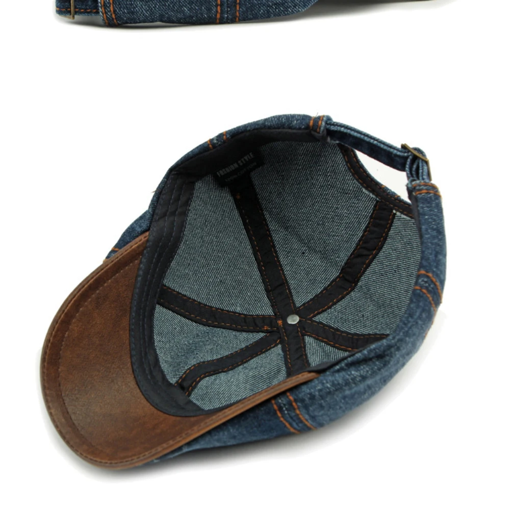 HT4735 Baskenmütze für Männer und Frauen, Vintage-Künstlermaler, achteckige Baskenmütze, 6 Panels, Denim-Efeu, flache Kappe, männlich, weiblich, Frühlings-Baskenmütze – Detail 15
