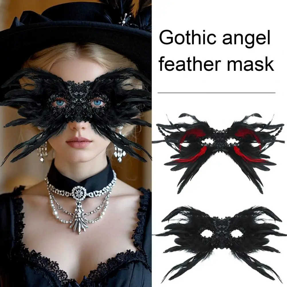 

Lightweight Party Masque Feather Masquerade Masque for Women Halloween Devil Costume Horn Sequin Half Face Masque Venetian