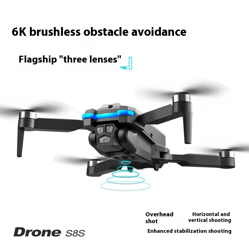 

Triple Camera Drone S8S HD Aerial Photography Brushless Remote Control Aircraft Toy Quadcopter with Optical Flow Avoidance