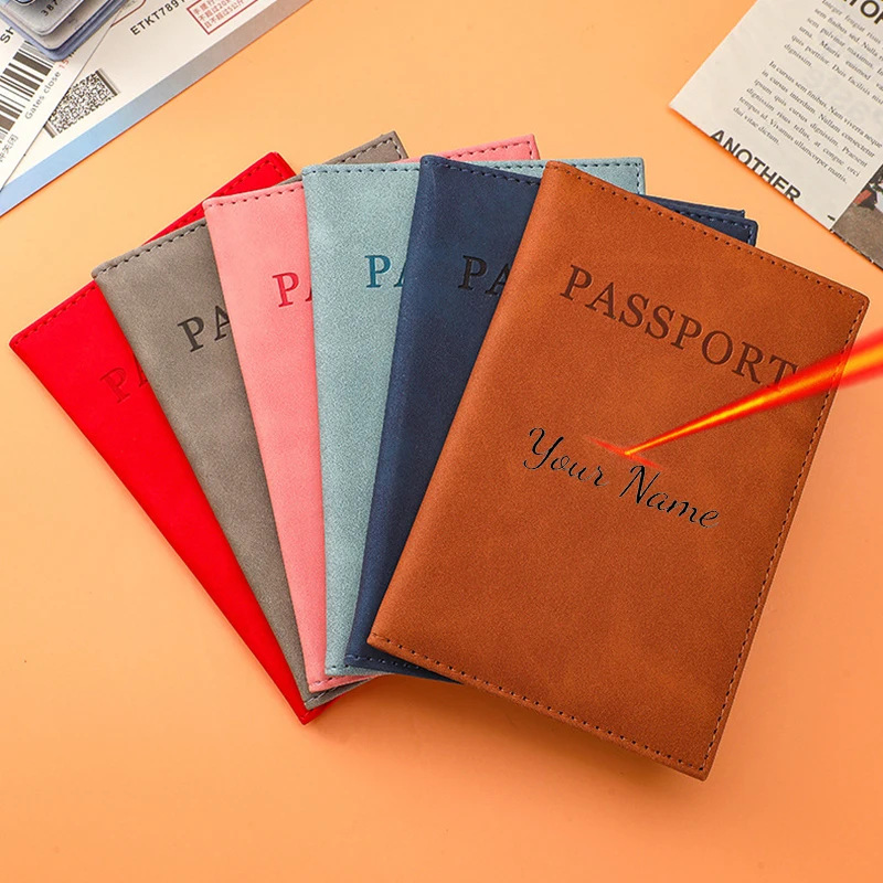 

Обложка для паспорта с индивидуальным именем, женский дорожный кошелек, модный чехол из искусственной кожи для паспорта, держатель для карт, защита для паспорта