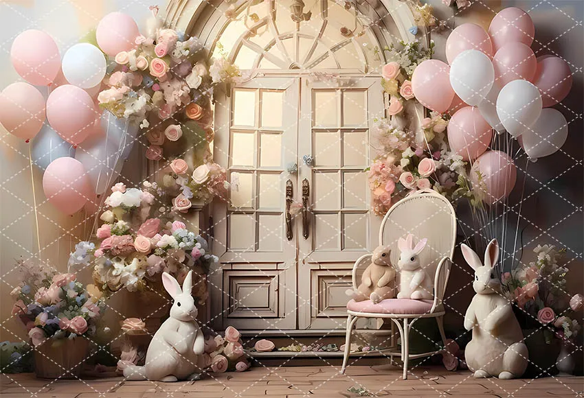 Mehofond عيد الفصح الباب الأمامي خلفيات للتصوير الفوتوغرافي للأطفال حفلة عيد ميلاد أرنب البيض زهرة بالون ديكور خلفية استوديو الصور