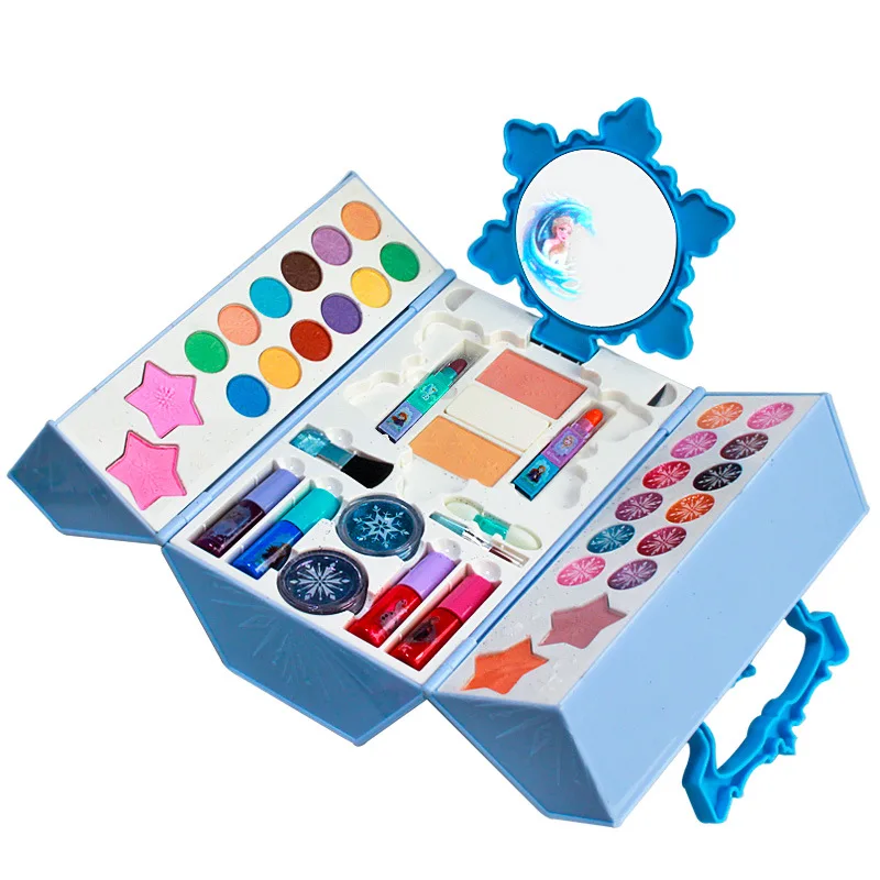 

Disney girls frozen elsa real suitcase Cosmetics Makeup Set Family Toys Snow and Ice Princess Toys