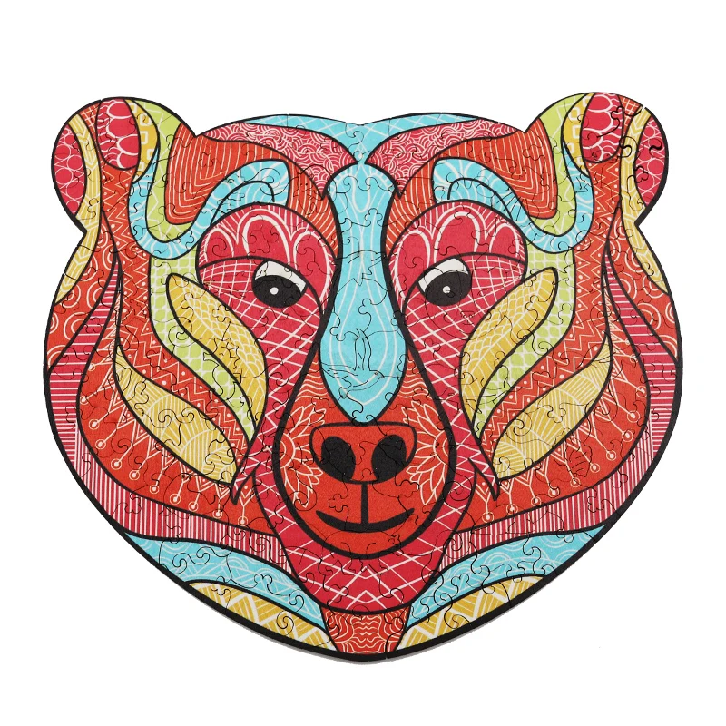 

3D Bear New Wooden DIY Beautiful Animal Puzzle Jigsaw Board Set For Baby Toys Adults Kids Gifts Educational Games Toys Puzzle