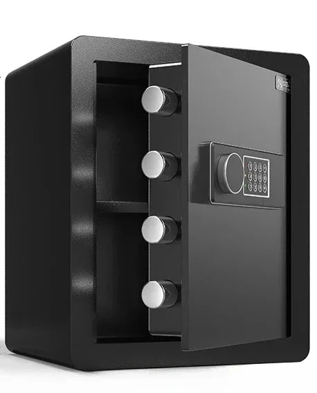 TTHousehold Small All-steel Anti-theft Mini Wall-in-cabinet Safe Double-layer Electronic Fingerprint Password Safe Deposit Box