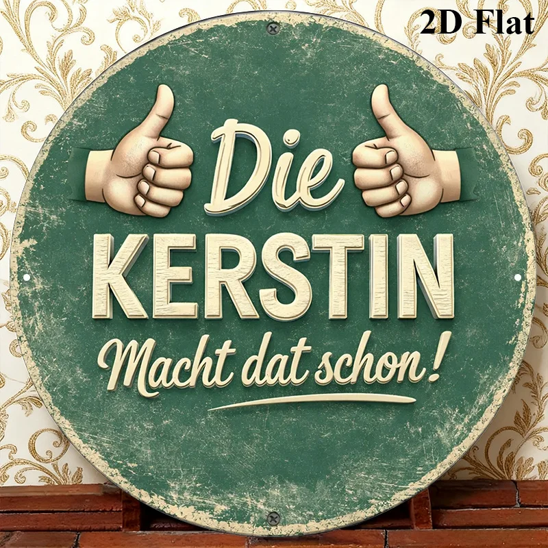 1 letrero de madera |   Letrero decorativo retro con las palabras "Kerstin Macht Dat Schon"