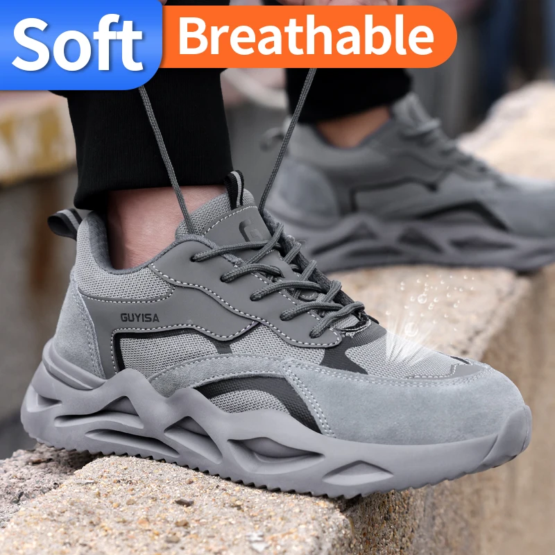 Safety Shoes Anti smashing Anti piercing Lightweight Soft Breathable Fashionable Low Top Outdoor Dock Work Protective Shoes