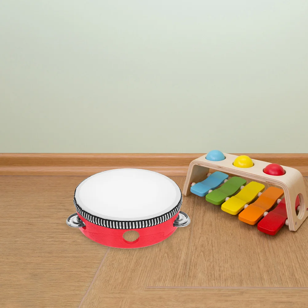 

2Pcs Hand Tambourines Wooden Metal Portable Beginner Drum Instruments for Music Learning Entertainment Hand Tambourine Bell