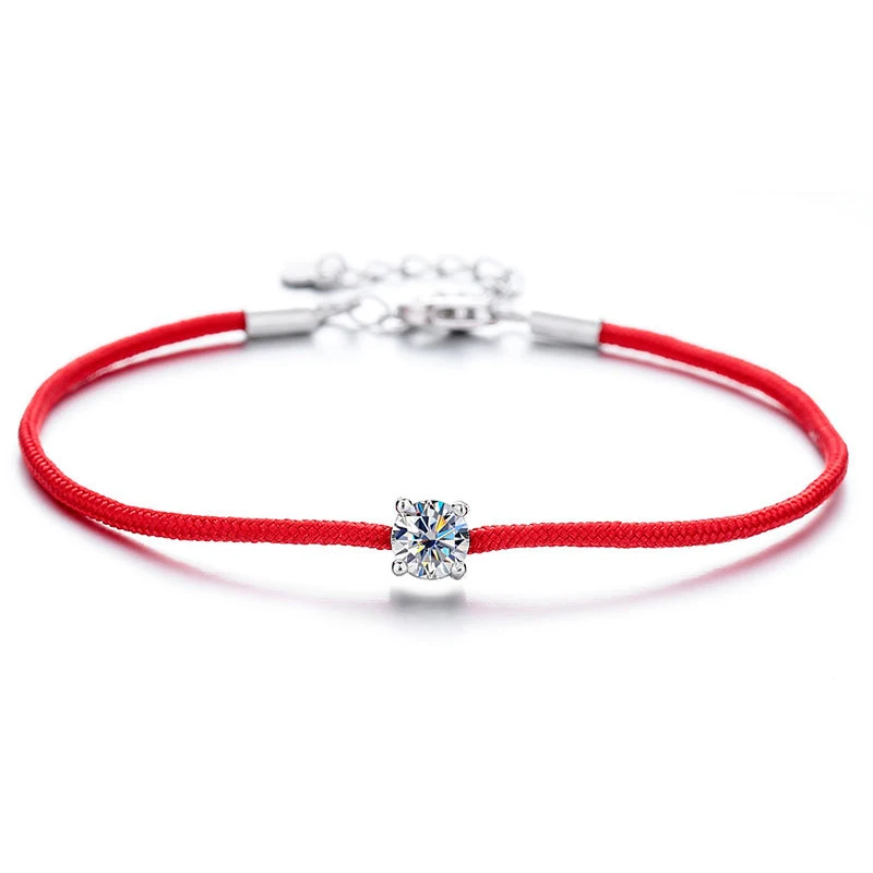 925 Sterling Silber 0,5ct D VVS Moissanit Rotes Seil-Armband für Damen Feiner Schmuck Hochzeit Verlobung Party Weihnachtsgeschenk – Detail 11