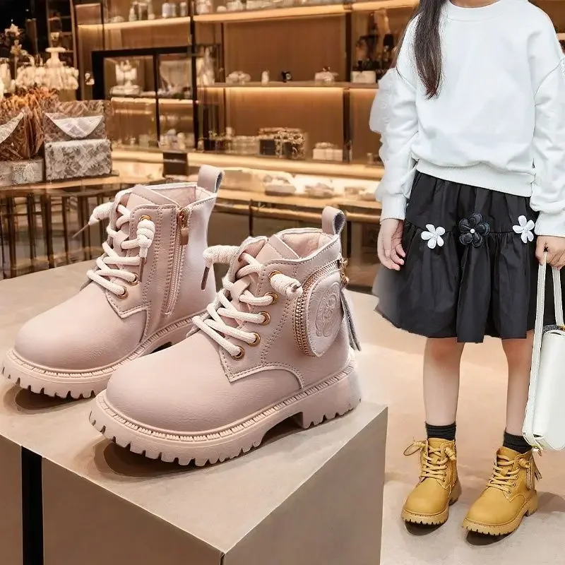

2025 Children Casual Boots for Girls Autumn Winter New Fashion Korean Style Soft Bottom Anti-slippery Versatile British Shoes
