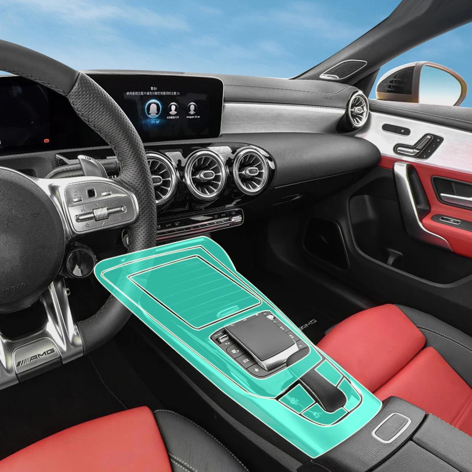 

For Mercedes Benz AMG CLA 2020-2023 Pre cutting Car Interior PPF Paint protection Film TPU Gear Panel Anti-Scratch Sticker