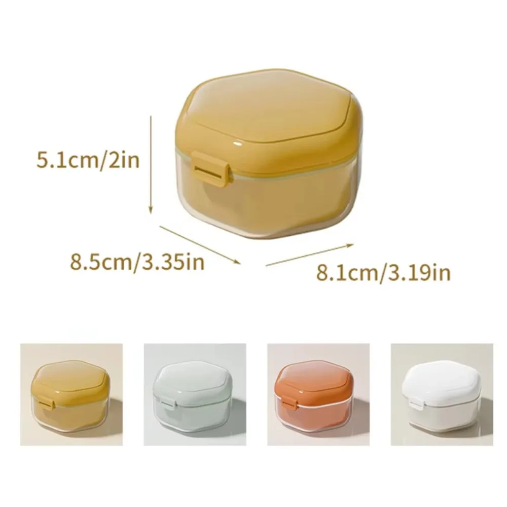 Invisible Orthodontic Retainer Case Denture Cleaning Portable Dental Braces Storage Box 2 Layer Sealed False Teeth Container