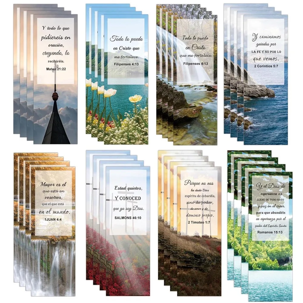 Spanish Christian Verses Bookmarks Books of The Bible Christian Bookmark 2.25x6.65 Inch Landscape Book Marks 40 Pcs