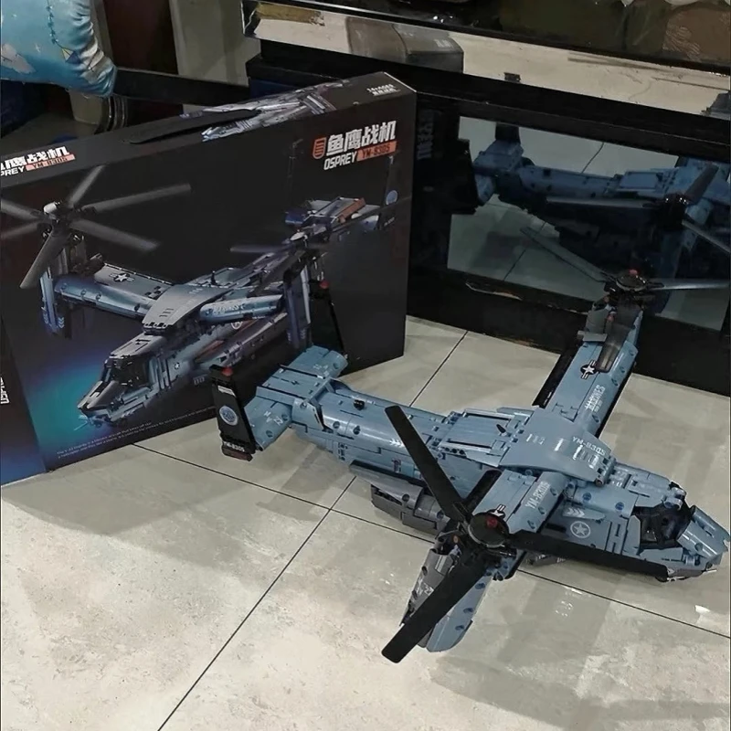 1480PCS In Stock Technical V-22 Tiltrotor Aircraft Helicopter Building Block Military Airplane Model Bricks Toy Gift Adult Kid